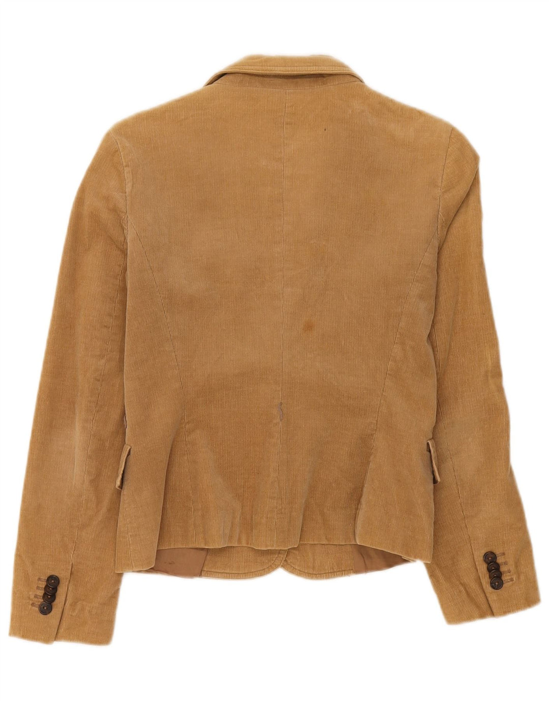 Zara Womens 2 Button Corduroy Blazer Jacket UK 10 Small Beige Cotton