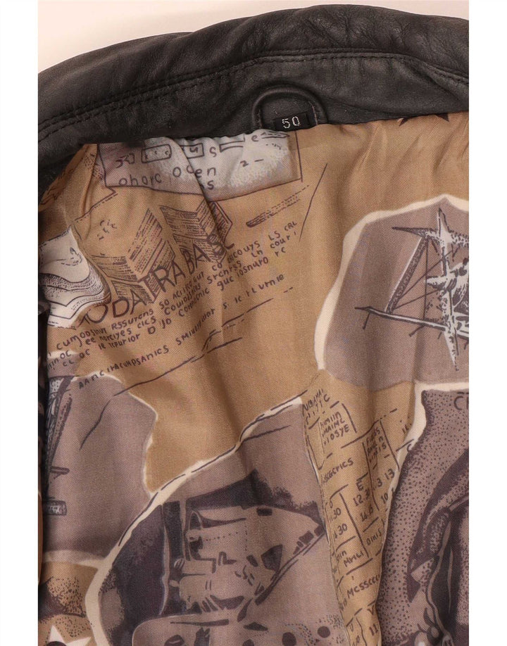 Vintage Ανδρικό Military Graphic Δερμάτινο Μπουφάν IT 50 Large Μαύρο