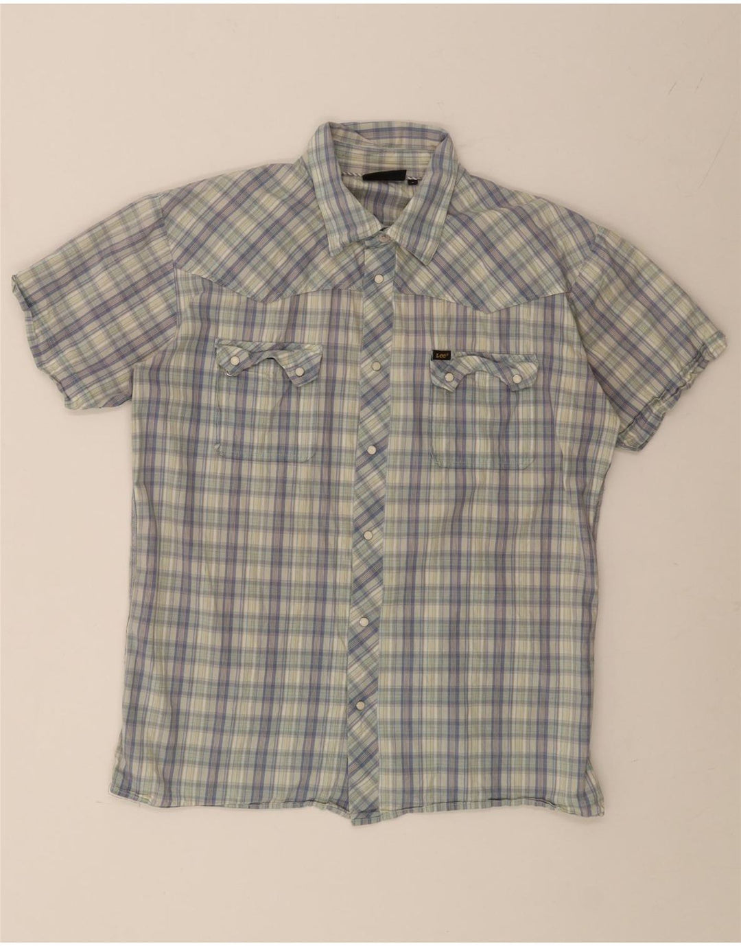 LEE Mens Short Sleeve Shirt Large Multicoloured Check Cotton
