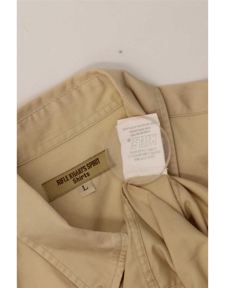 Camisa Rifle Hombre Grande Algodón Beige