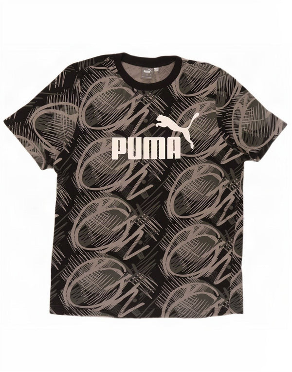 Camiseta masculina Puma Abstract Pattern Graphic Top grande de algodão preto