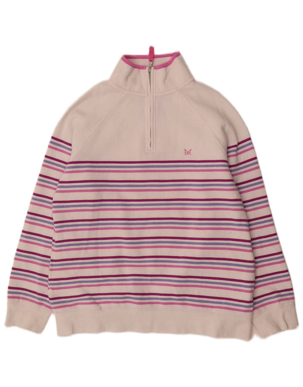 Crew Clothing Womens Zip Neck Sweatshirt Jumper UK 12 Medium White Striped