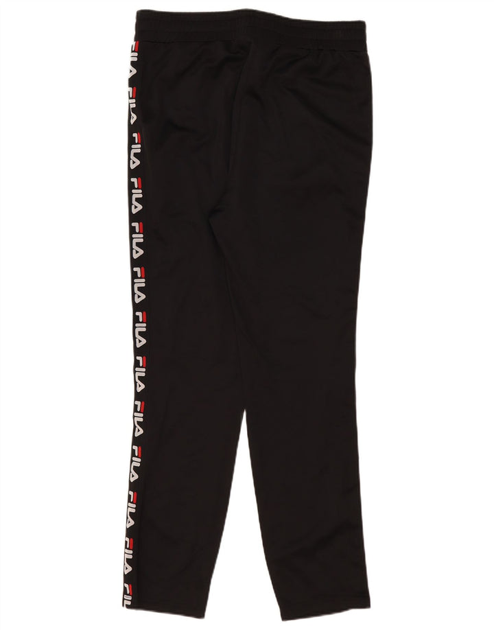 Fila Mens Graphic Calças de treino pequeno poliéster preto