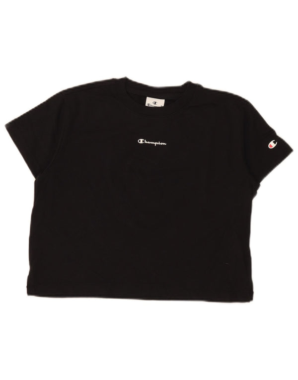 Champion Crop Graphic T-Shirt-Oberteil für Mädchen, 9–10 Jahre, mittlere schwarze Baumwolle