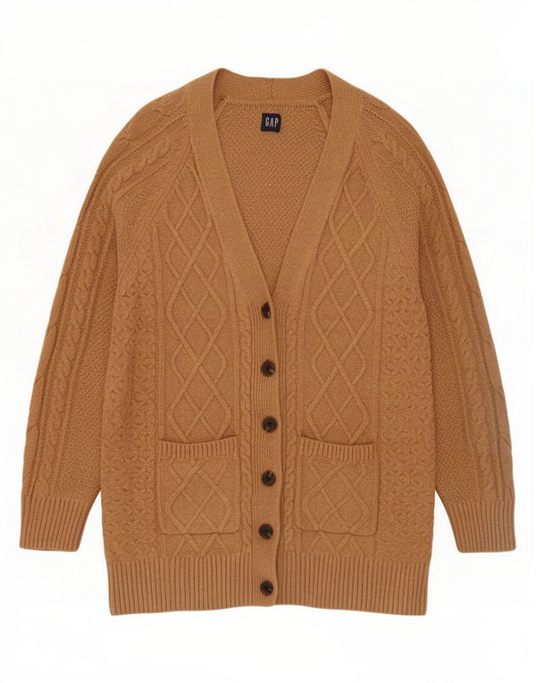 Gap Damen Longline-Cardigan-Pullover UK 14 Mittelbeige Baumwolle