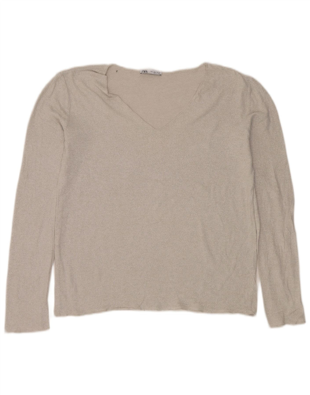 Zara Dame V-hals sweater UK 16 Stor Sølv