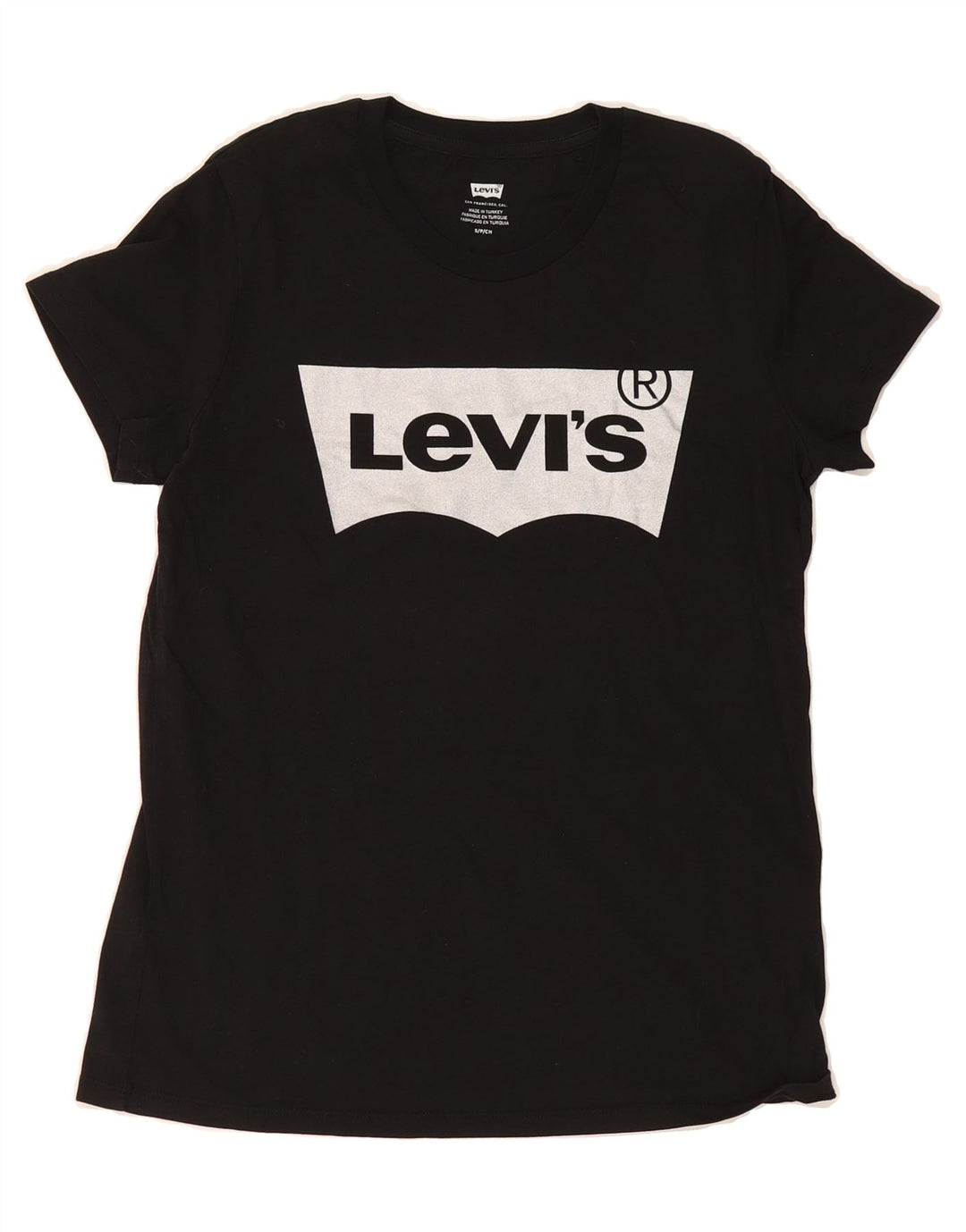 LEVI'S Womens Graphic T-Shirt Top UK 10 Small Black Vintage Levi's and Second-Hand Levi's from Messina Hembry 