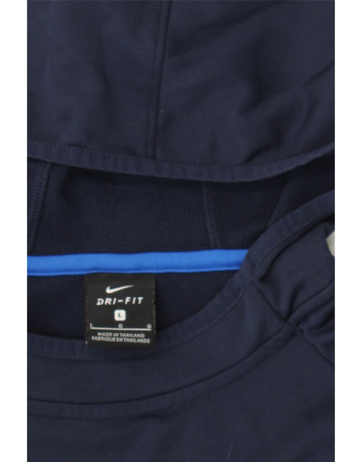 NIKE Mens Hoodie Jumper Large Navy Blue Polyester Vintage Nike and Second-Hand Nike from Messina Hembry 