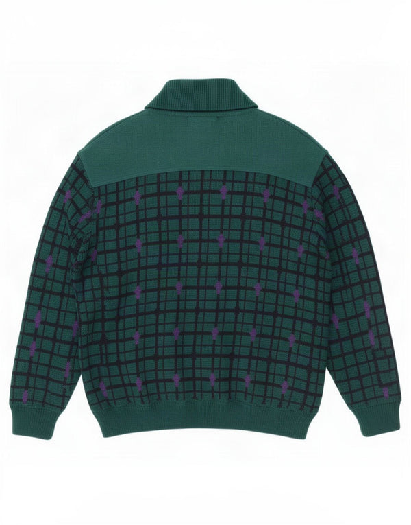 Navigare Chaqueta bomber de punto para hombre UK 38 Lana a cuadros verde medio