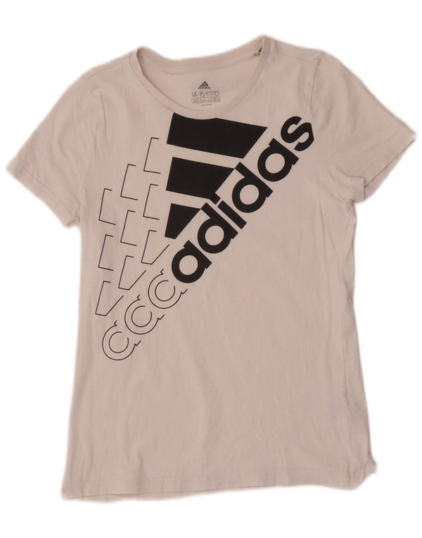 Γραφικό T-Shirt Adidas Boys Top 14-15 ετών Λευκό βαμβακερό
