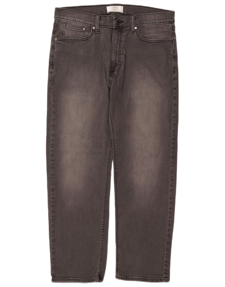 MARKS & SPENCER Herren Straight Jeans W34 L29 Graue Baumwolle