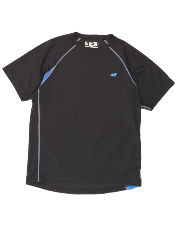 New Balance Herren-T-Shirt-Oberteil aus mittelschwarzem Colourblock-Polyester
