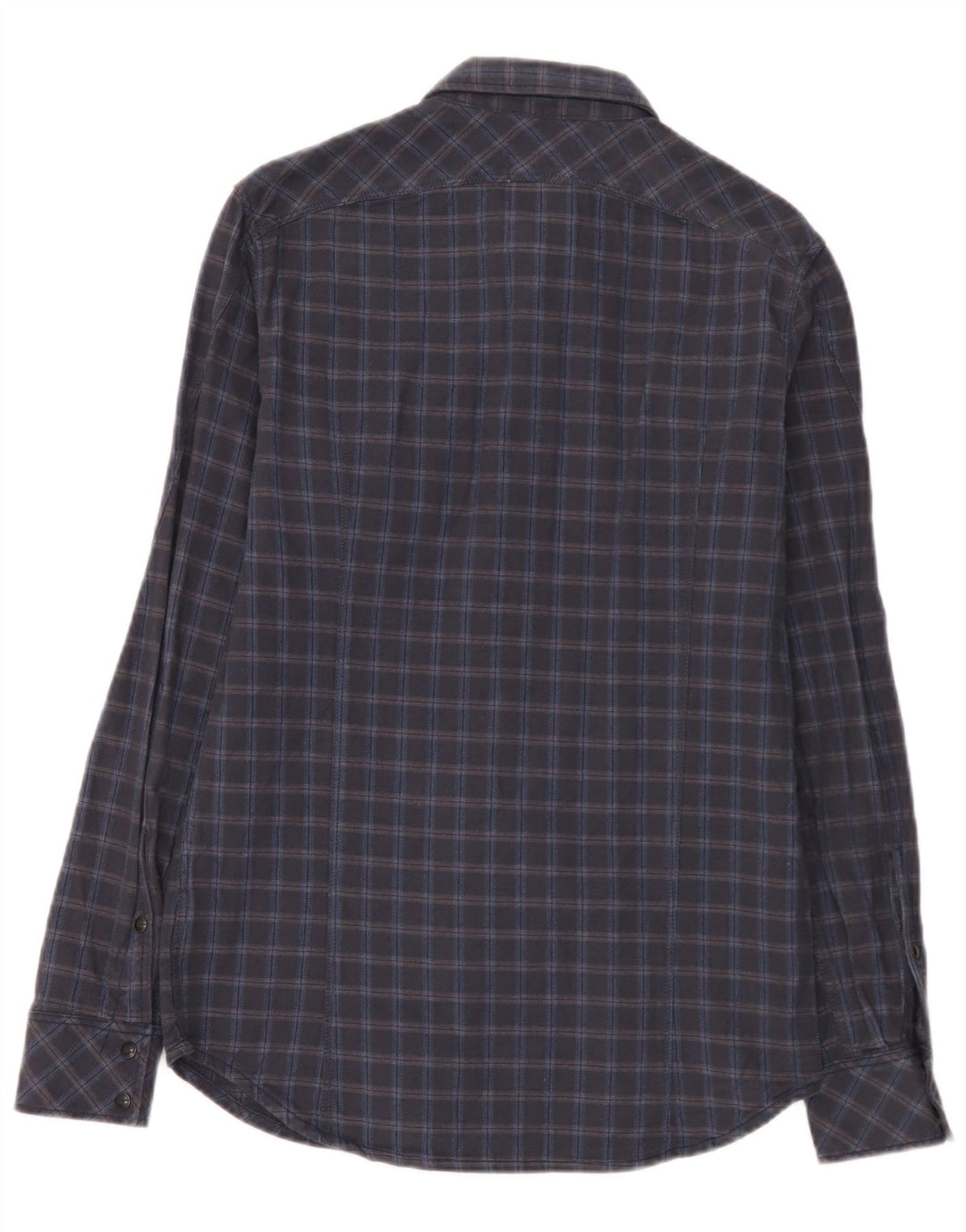 Camicia in flanella da uomo G-Star in cotone a quadri blu navy medio