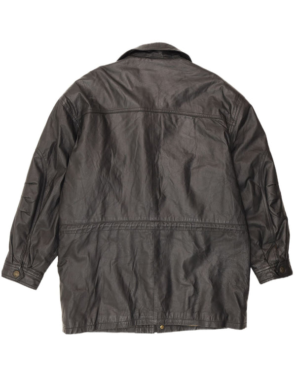 Front Line Mens Leather Coat UK 44 2XL Black
