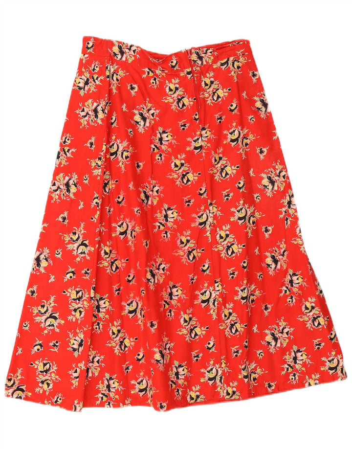 Vintage Womens A-Line Skirt W26 Small Red Floral