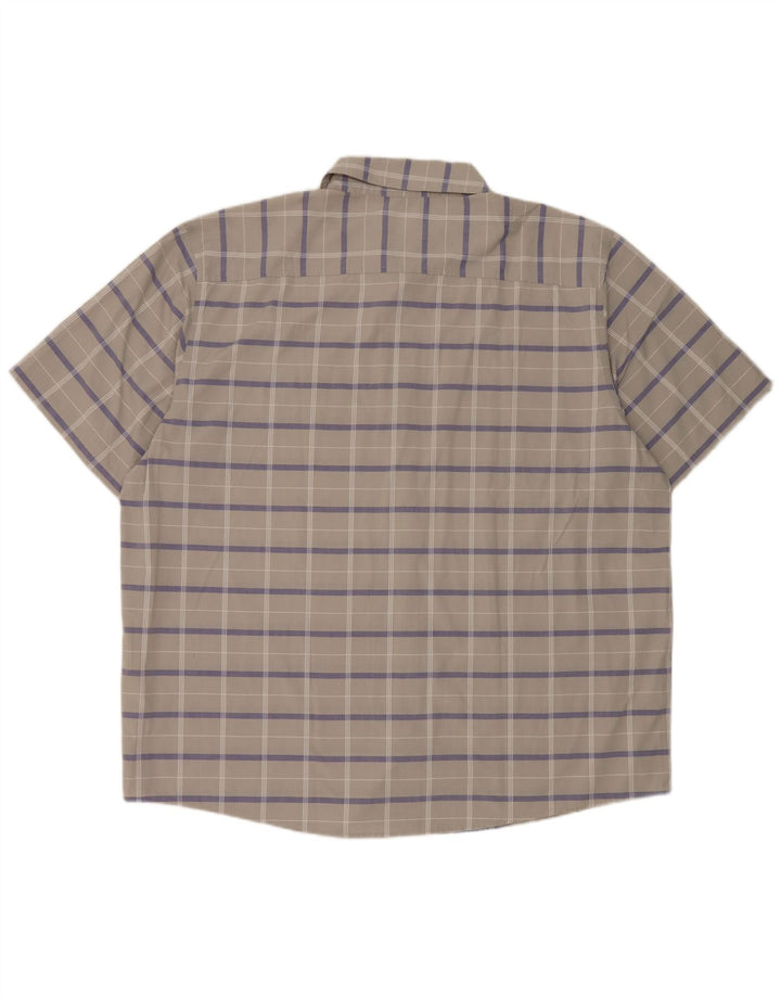 Adidas Mens Short Sleeve Shirt 2XL Grey Check Polyester