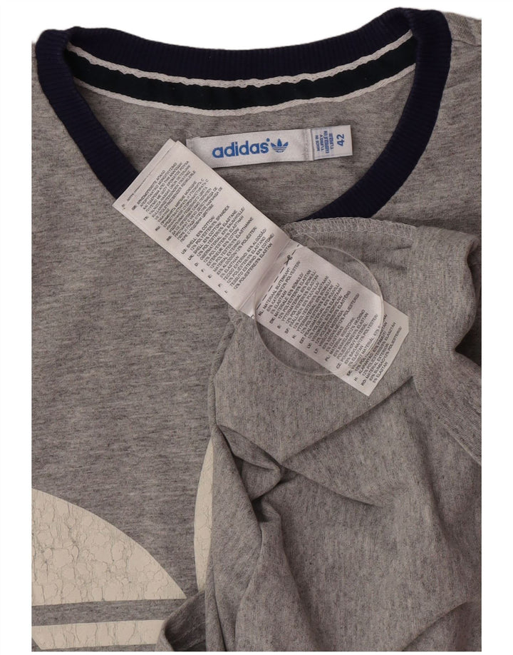 Adidas Womens Graphic T-Shirt Top IT 42 Medium Grey Flecked Cotton