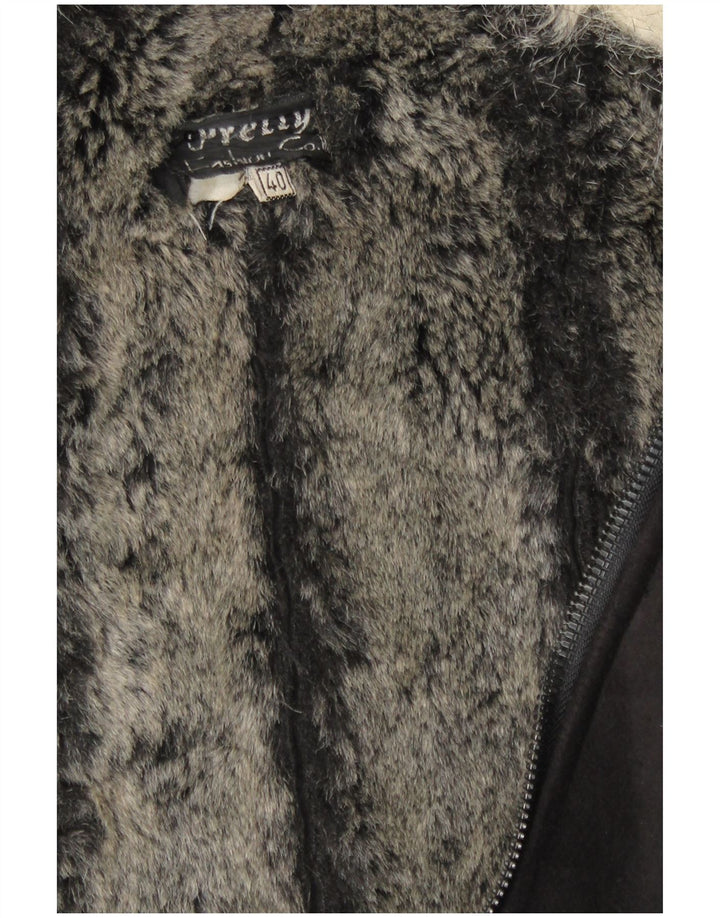 Vintage Womens Sherpa Overcoat IT 40 Small Black
