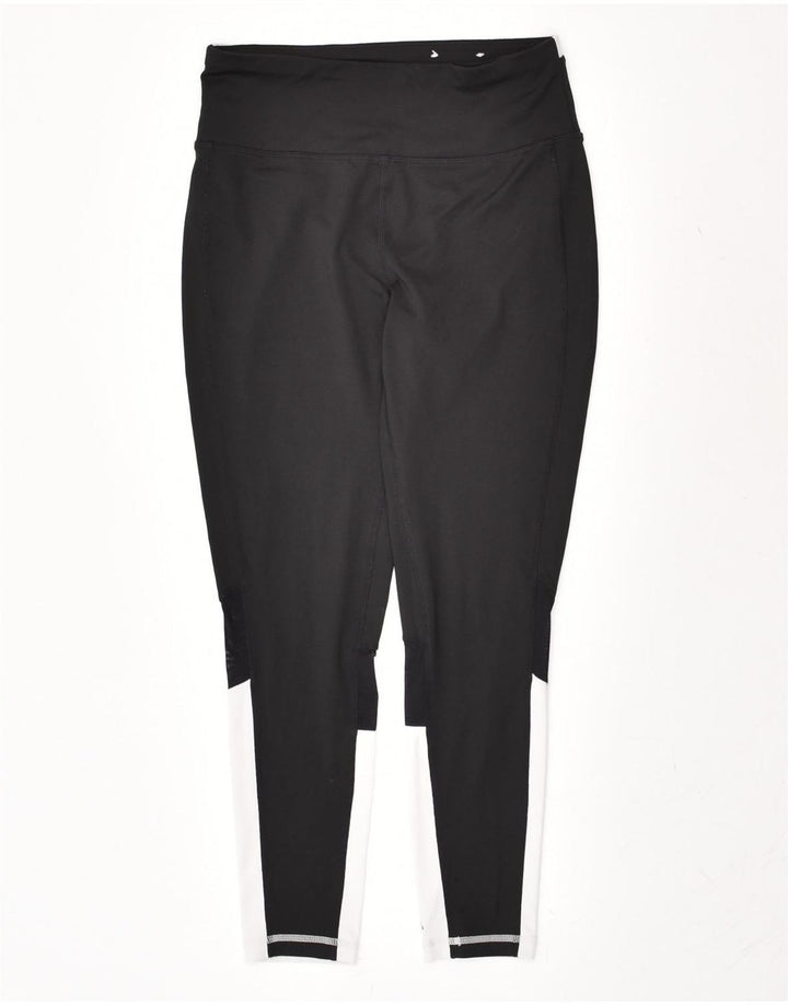 DKNY Womens Graphic Leggings UK 8 Small Black Colourblock Nylon | Vintage Dkny | Thrift | Second-Hand Dkny | Used Clothing | Messina Hembry 