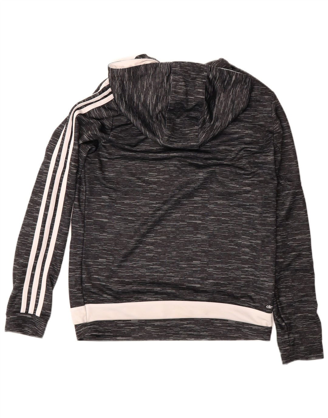 ADIDAS Womens Climalite Hoodie Jumper UK 14 Medium Grey Flecked Polyester
