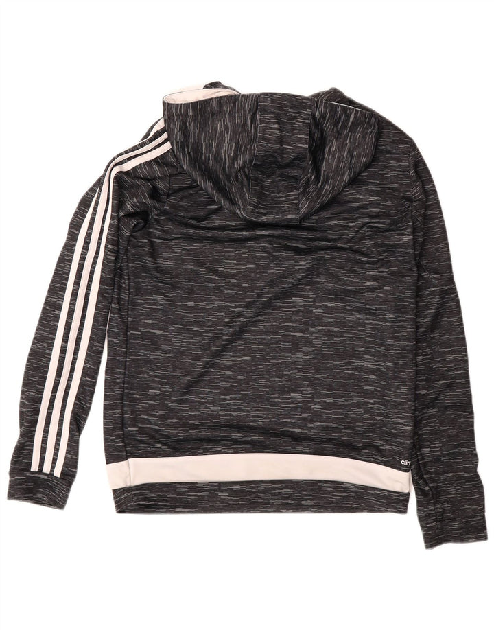 ADIDAS Womens Climalite Hoodie Jumper UK 14 Medium Grey Flecked Polyester
