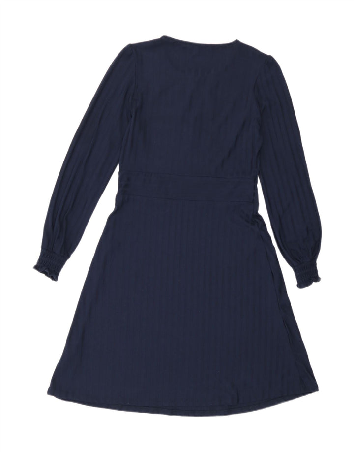 Marks & Spencer Womens Long Sleeve A-Line Dress UK 12 Medium Navy Blue