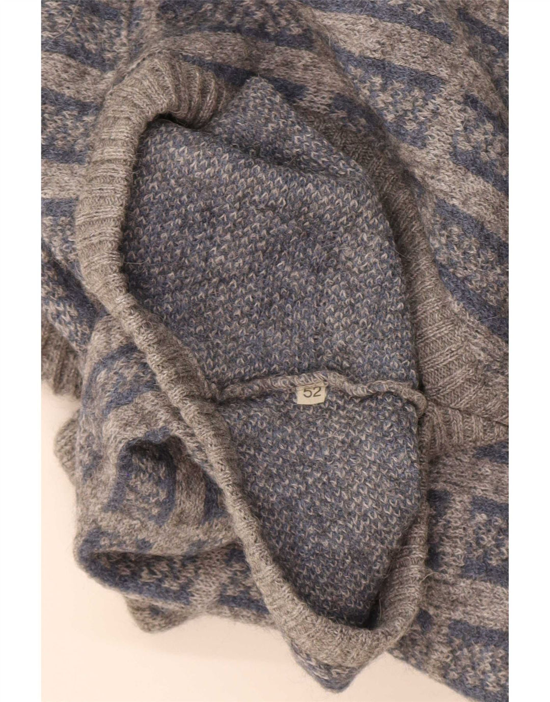 Vintage Mens V-Neck Jumper Sweater IT 52 Large Grey Check