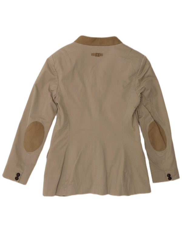 Trussardi Jeans Damen 2-Knopf-Blazerjacke IT 46 Large Beige Baumwolle
