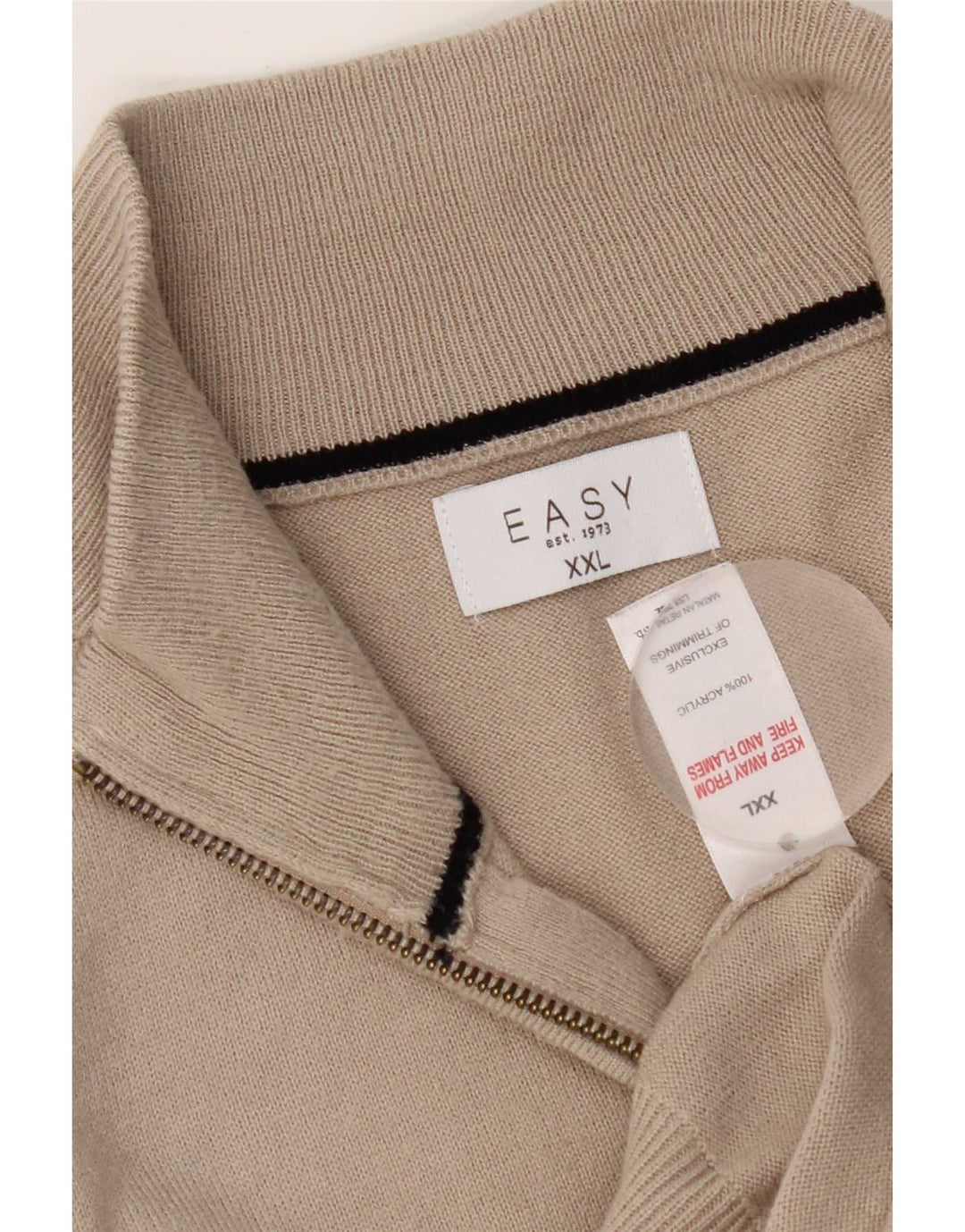Maglione da uomo Easy con collo con zip 2XL Acrilico beige