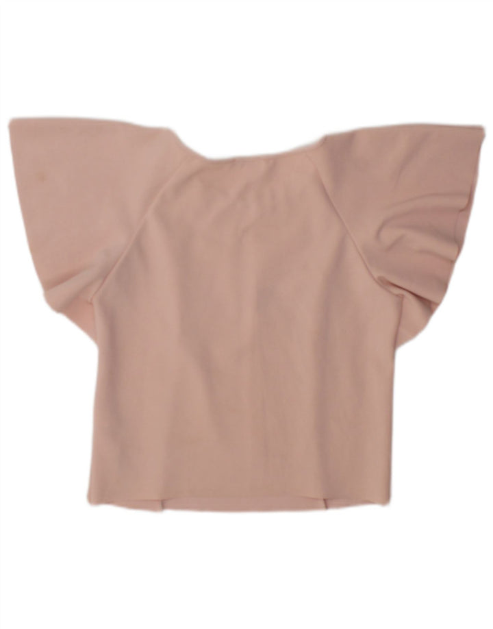 Zara Womens Crop Batwing Blouse Top UK 10 Small Pink Polyester