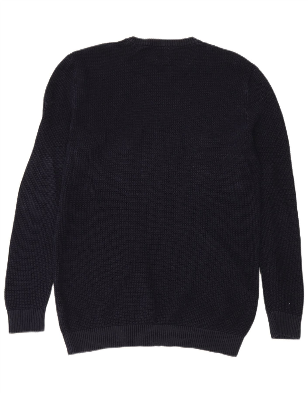 Zara Mens Crew Neck Jumper Sweater Large Navy Blue Cotton