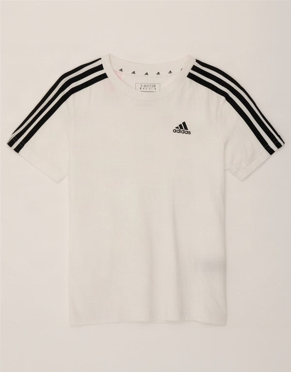 Adidas Boys T-Shirt Top 7-8 år Hvid Bomuld
