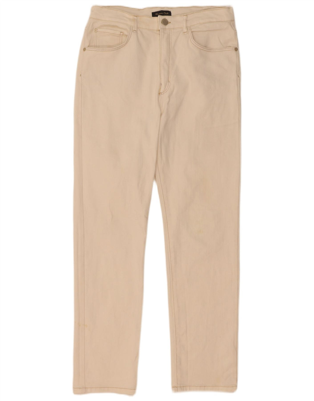 Massimo Dutti Damen Straight Jeans EU 40 Medium W30 L29 Off White Cotton