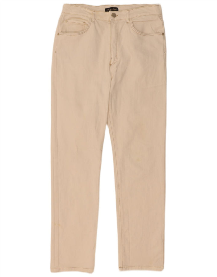 Massimo Dutti Damen Straight Jeans EU 40 Medium W30 L29 Off White Cotton