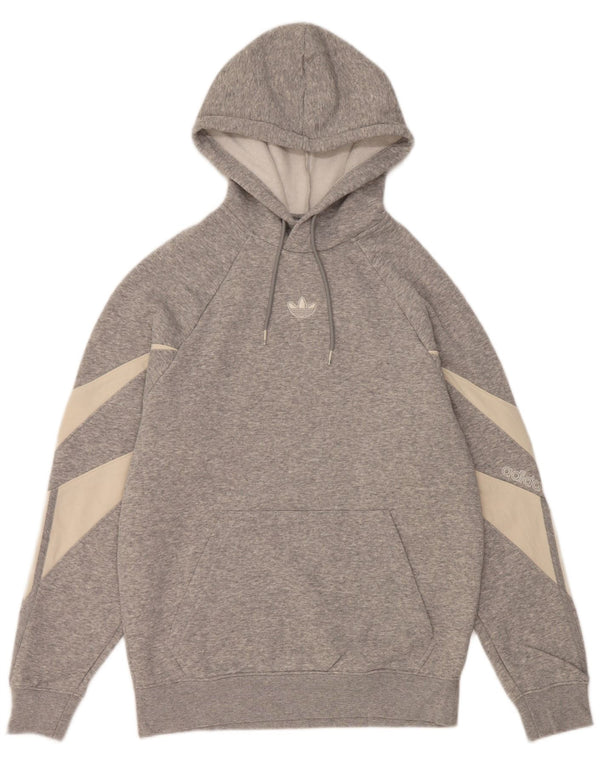 Adidas Mens Hoodie Jumper XS Grey Colourblock Cotton