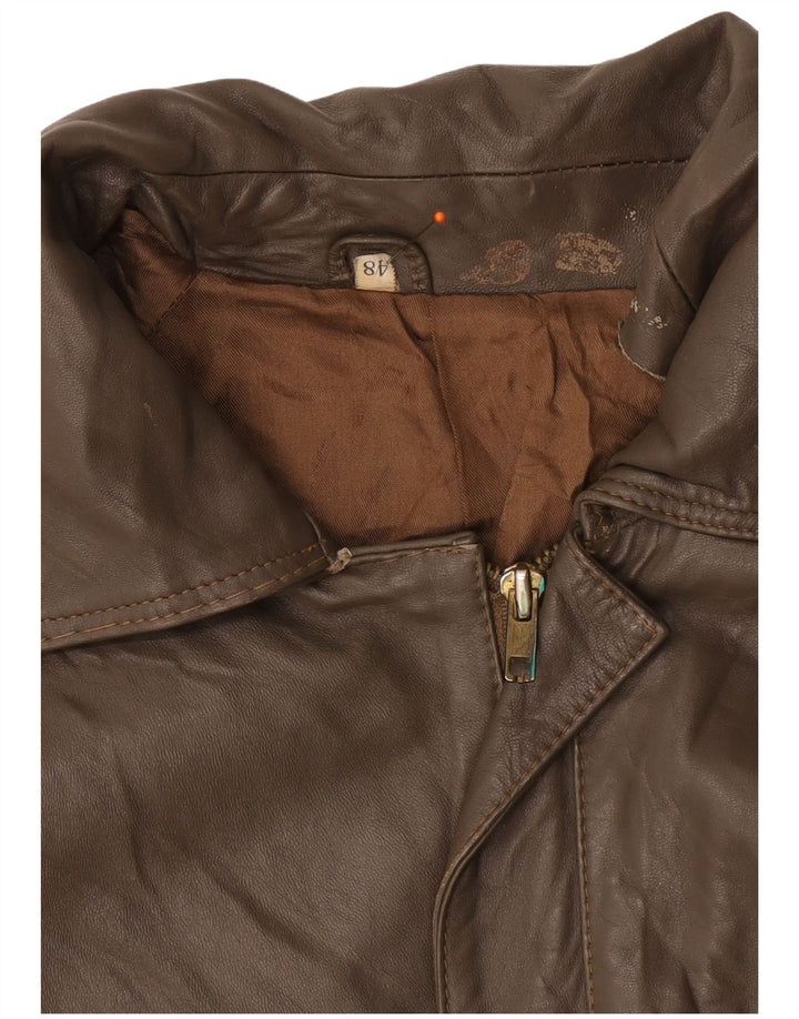 VINTAGE Herre Læderjakke IT 48 Medium Brun