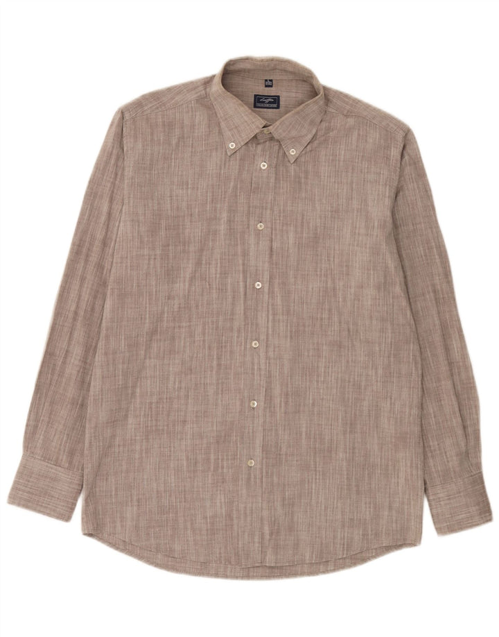 Lotto Mens Shirt Size 41/42 Large Grey Flecked Cotton