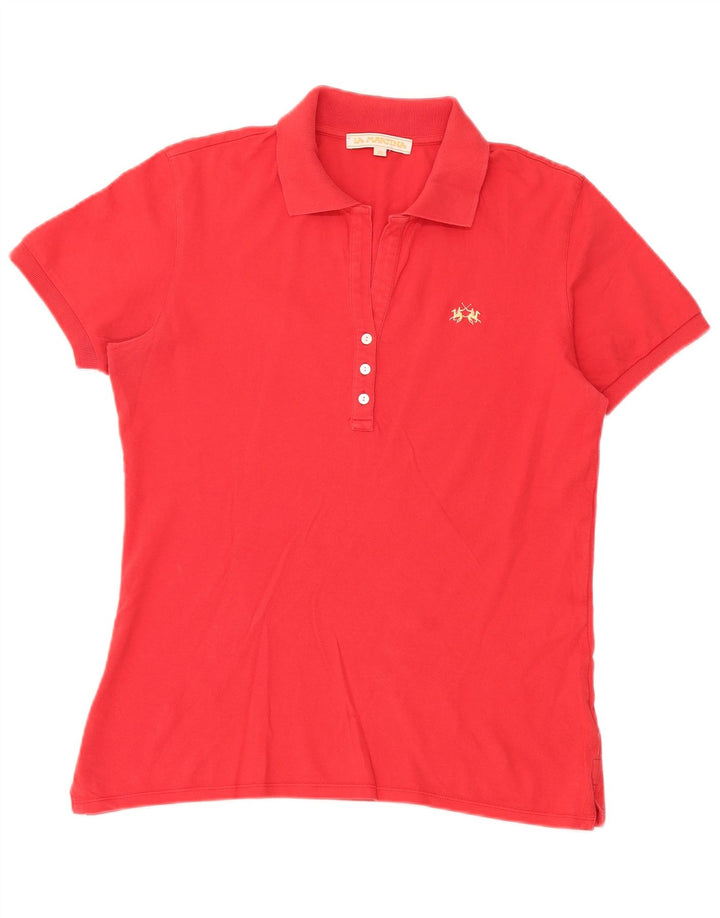La Martina Womens Pullover Shirt UK 18 XL Red Cotton
