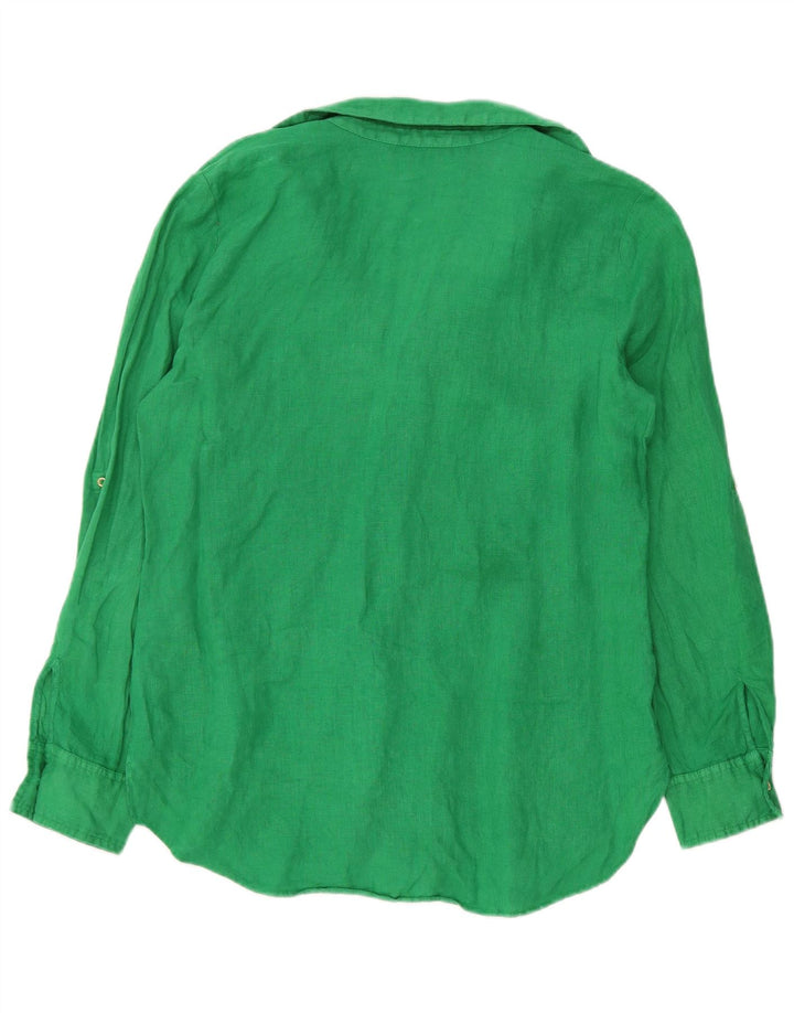 Zara Womens Shirt UK 14 Medium Green Linen