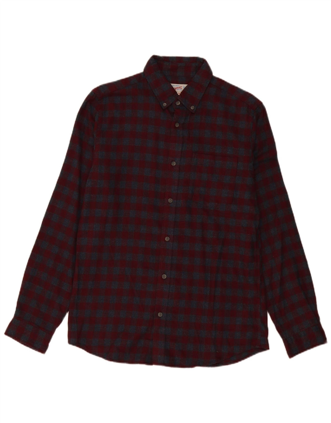 JACK & JONES Mens Flannel Shirt Medium Maroon Check Cotton
