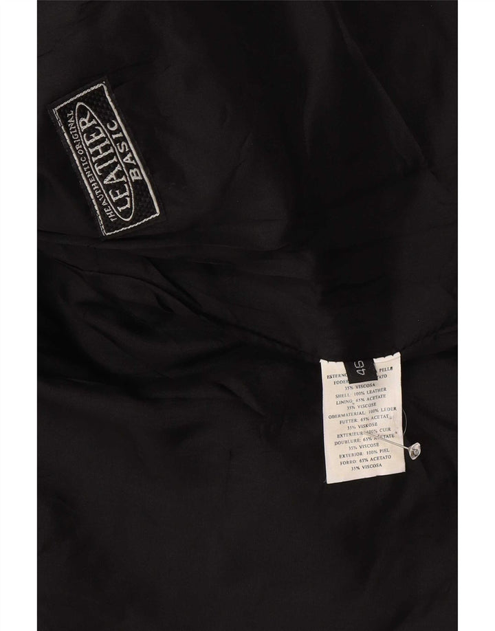veste en cuir femme vintage IT 46 Grand Noir