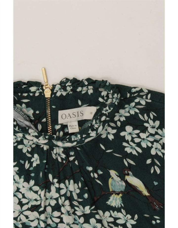 OASIS Womens Blouse Top UK 10 Small Green Floral Viscose Vintage Oasis and Second-Hand Oasis from Messina Hembry 