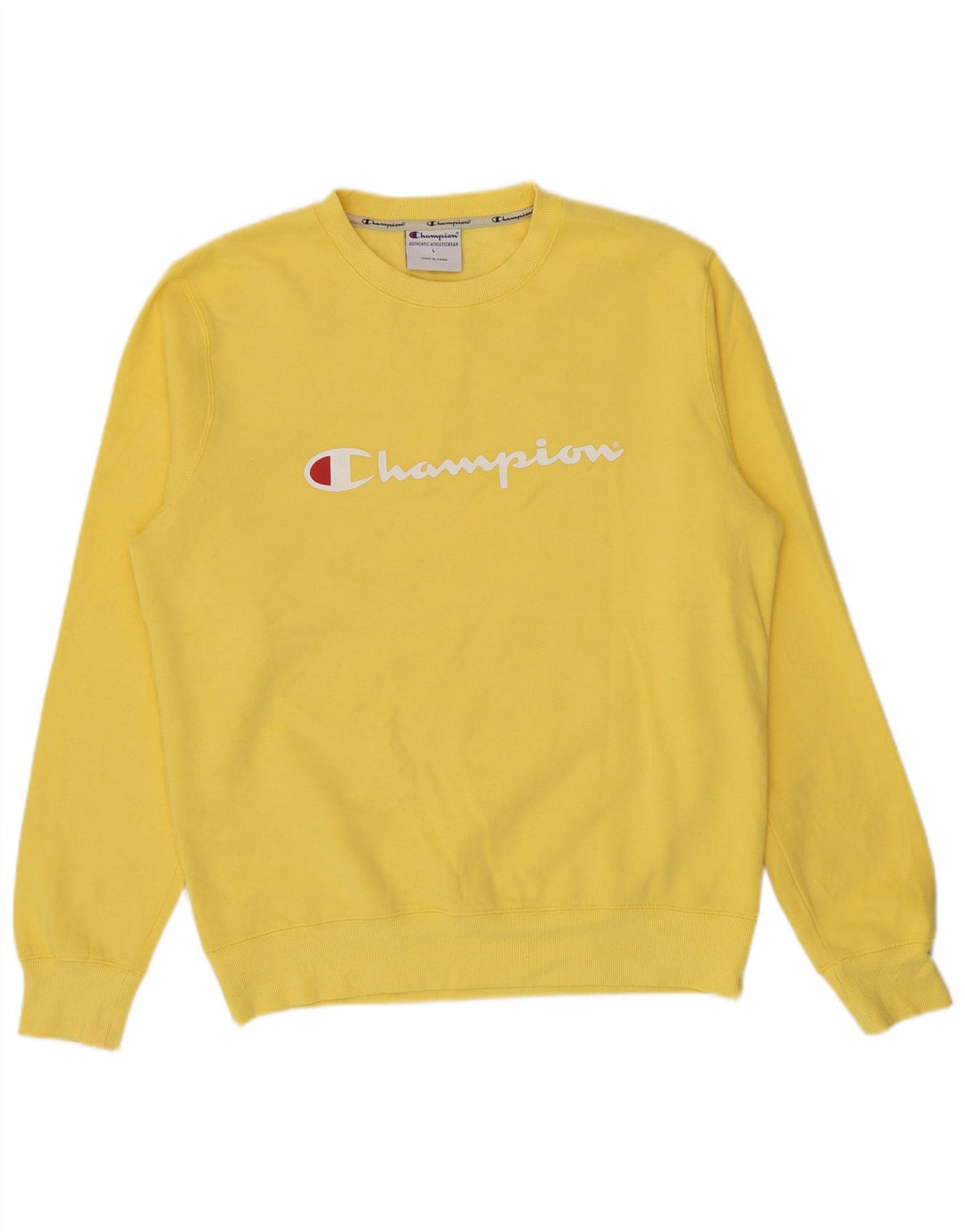 Champion Herre Grafisk Sweatshirt Jumper Stor Gul Bomuld