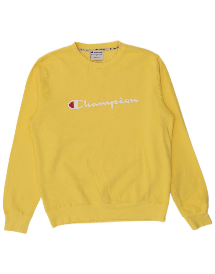 Champion Herre Grafisk Sweatshirt Jumper Stor Gul Bomuld