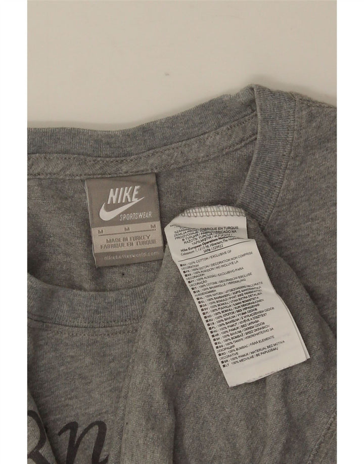 NIKE Mens Graphic T-Shirt Top Medium Grey Cotton