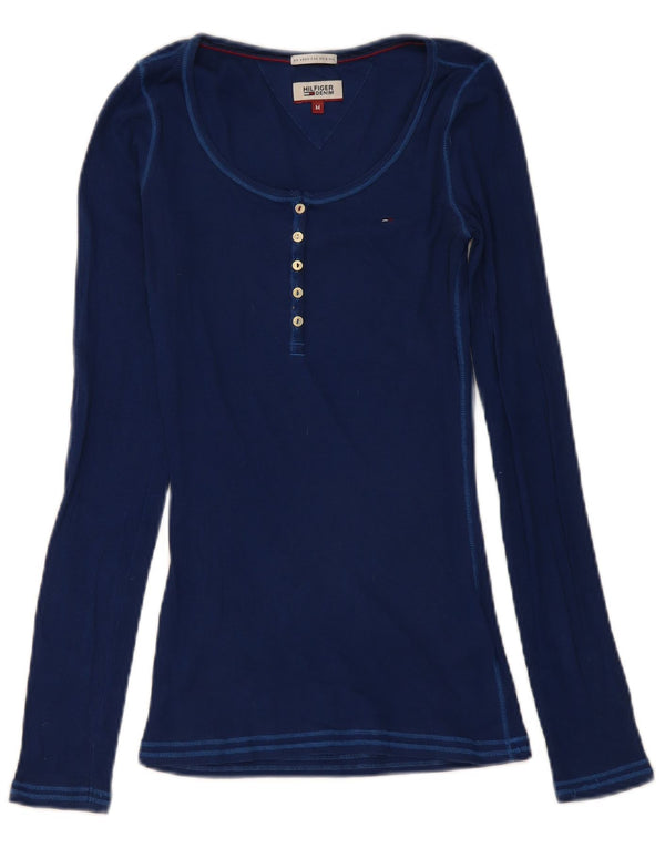 Tommy Hilfiger Womens Top Long Sleeve UK 12 Medium Navy Blue