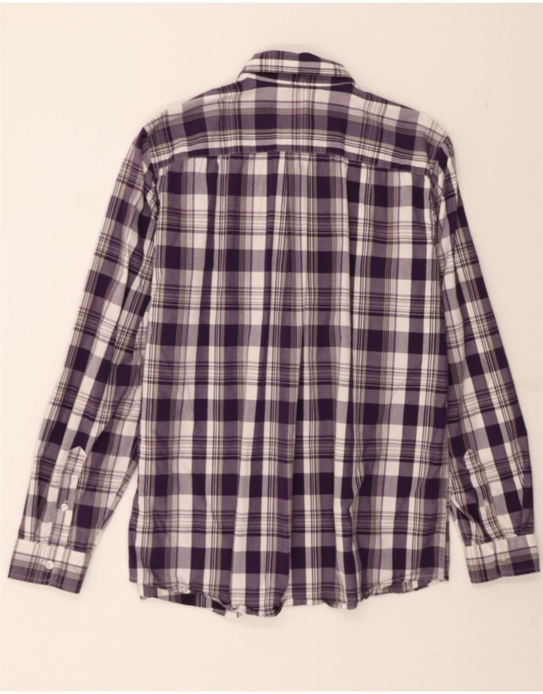 EDDIE BAUER Mens Classic Fit Shirt Large Purple Check Cotton Vintage Eddie Bauer and Second-Hand Eddie Bauer from Messina Hembry 