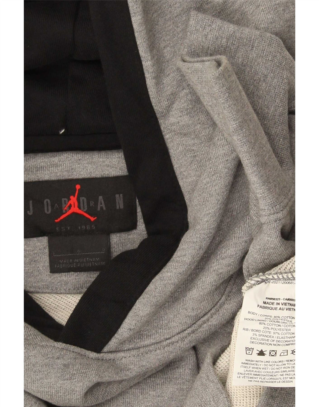 Jordan Mens Graphic Hoodie Jumper Large Grey Cotton