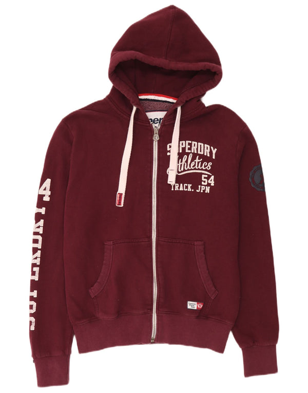 Мужской свитер с капюшоном на молнии с графическим рисунком Superdry, большой бордовый, хлопок