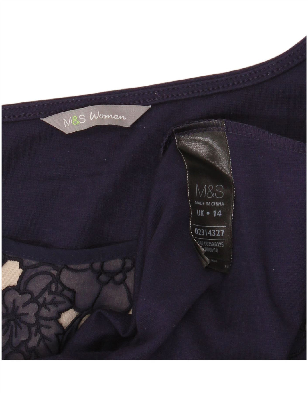 MARKS & SPENCER Womens A-Line Dress UK 14 Medium Navy Blue Floral